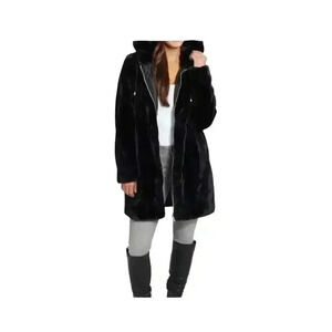 NWT Love Token - Women Faux Fur Zip Jacket With Pockets And Hoodie.